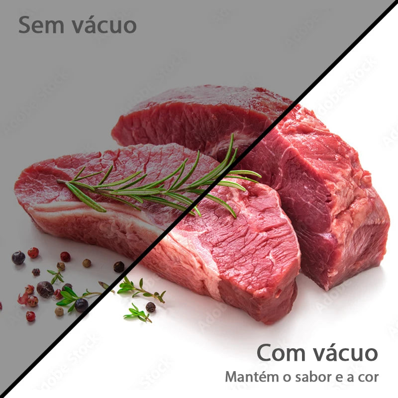 Selador a vácuo portátil para alimentos domésticos Bivolt + 10 sacos para embalar